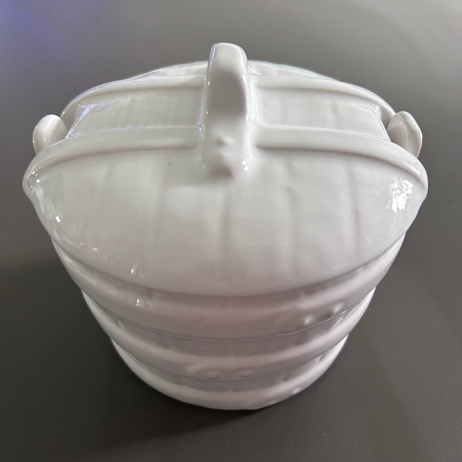 Earthenware barrel butter dish