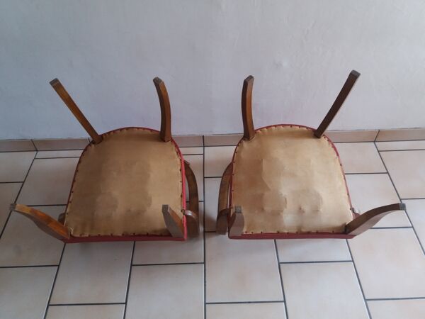 Fauteuils bridges skai rouge