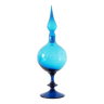 Italian carafe on foot in blue blown glass EMPOLI