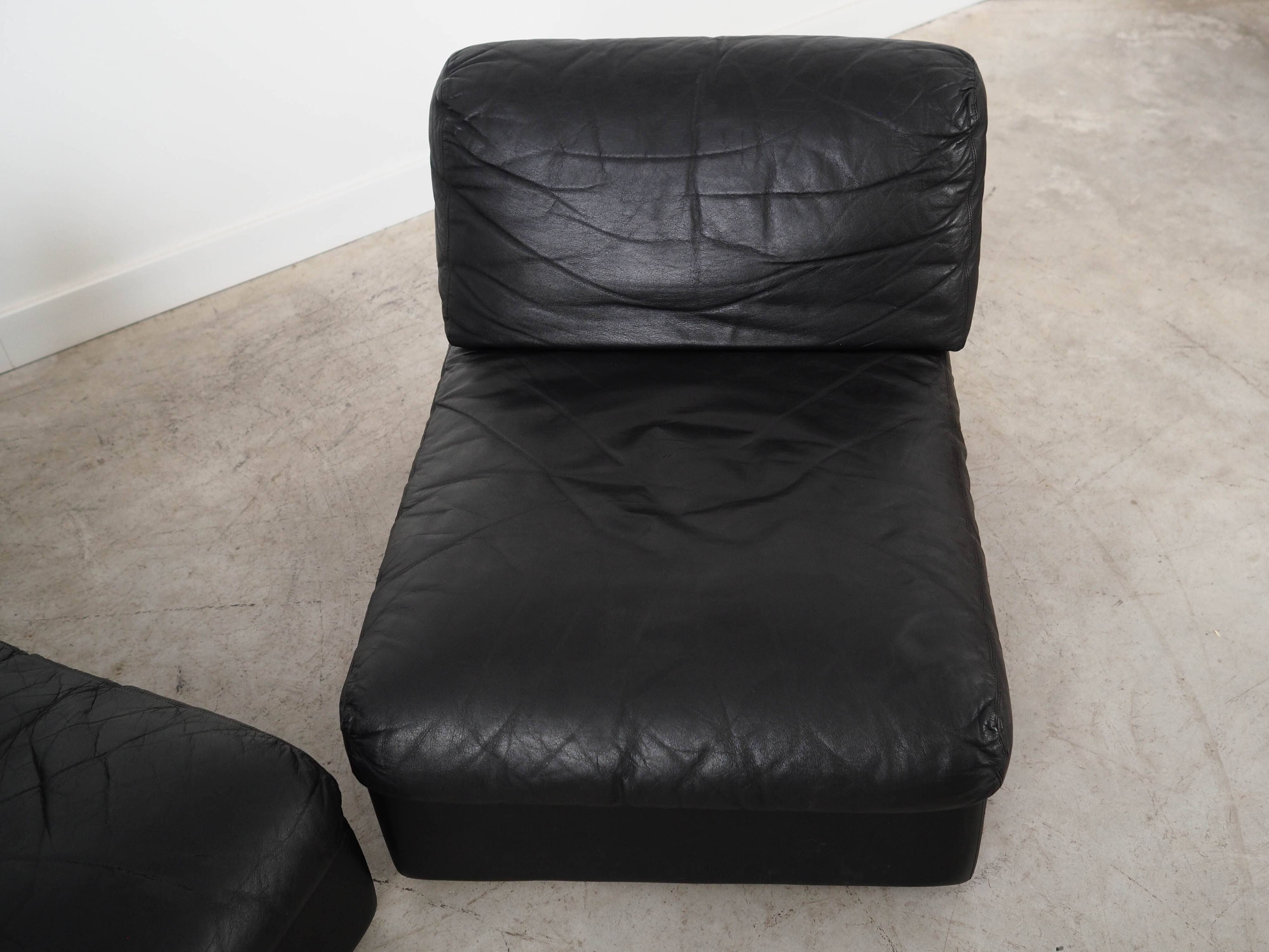 Modular leather sofa, Italian design, 1970s, made in Italy