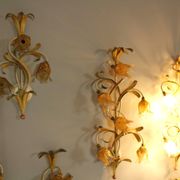 Set of 10 Wall Lights from colored hand crafted iron and Murano glass