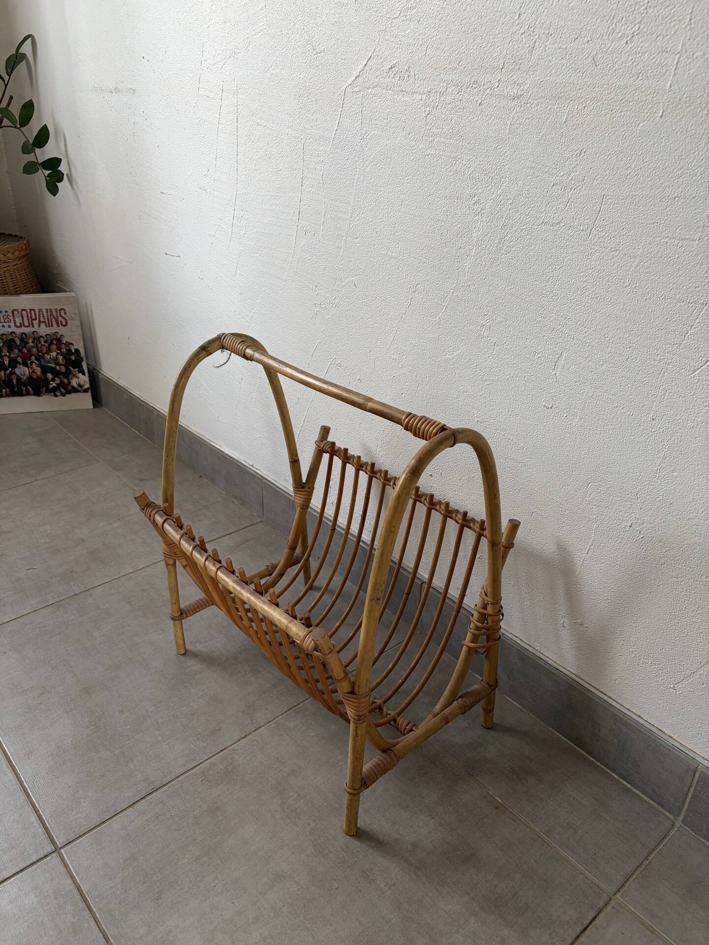 Vintage bamboo magazine rack