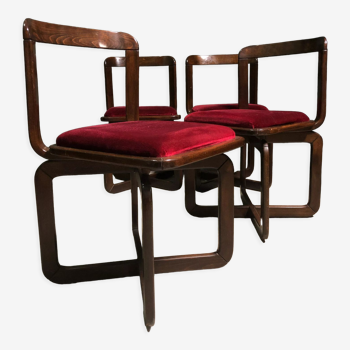 Ensemble de 4 chaises de salle à manger italienne de base 1960