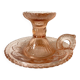Bougeoir poucier en verre rose