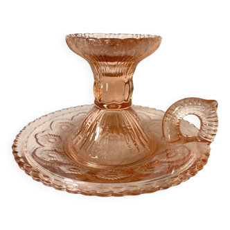Pink glass thumbtack candle holder