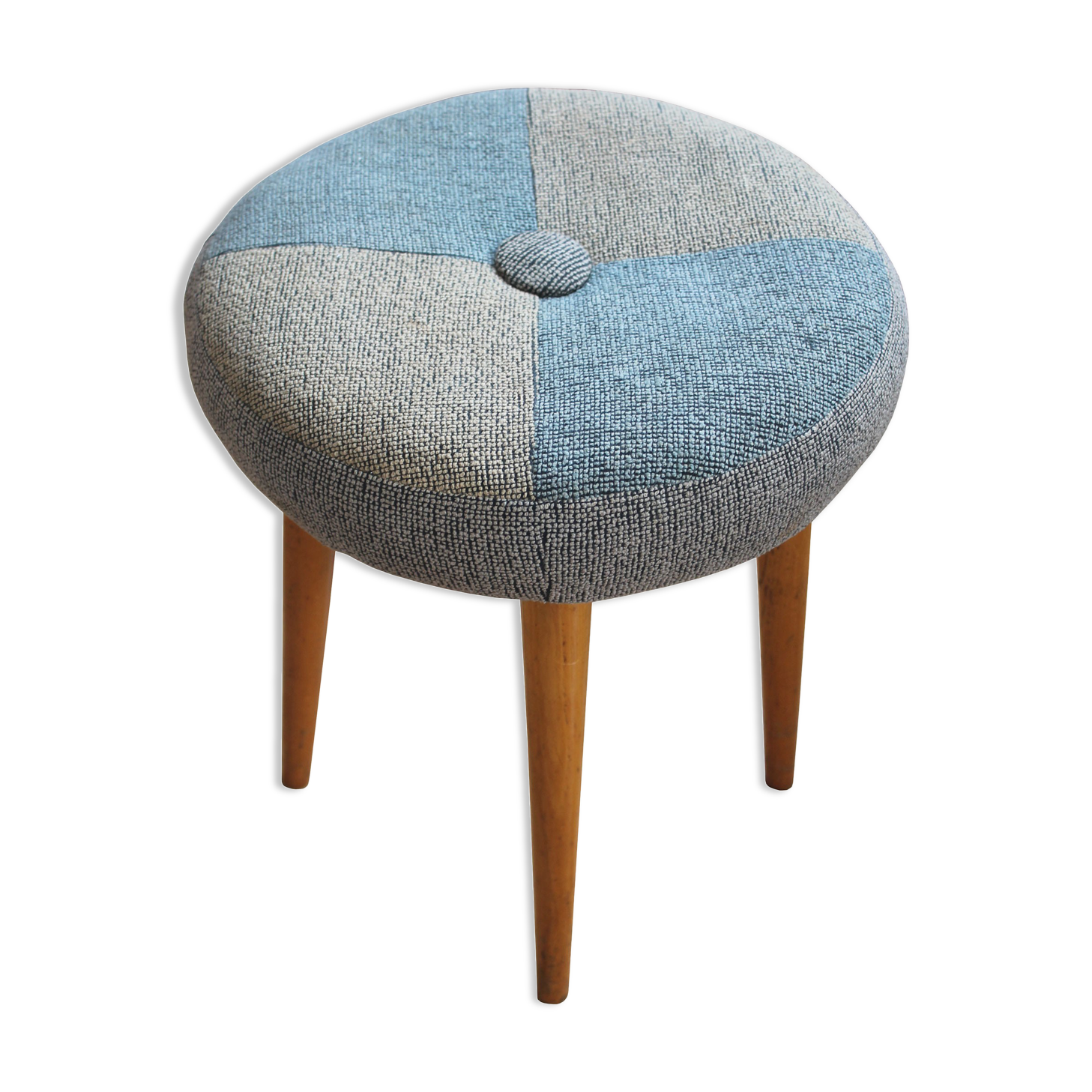 Mid century stool with original fabric