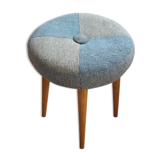 Mid century stool with original fabric