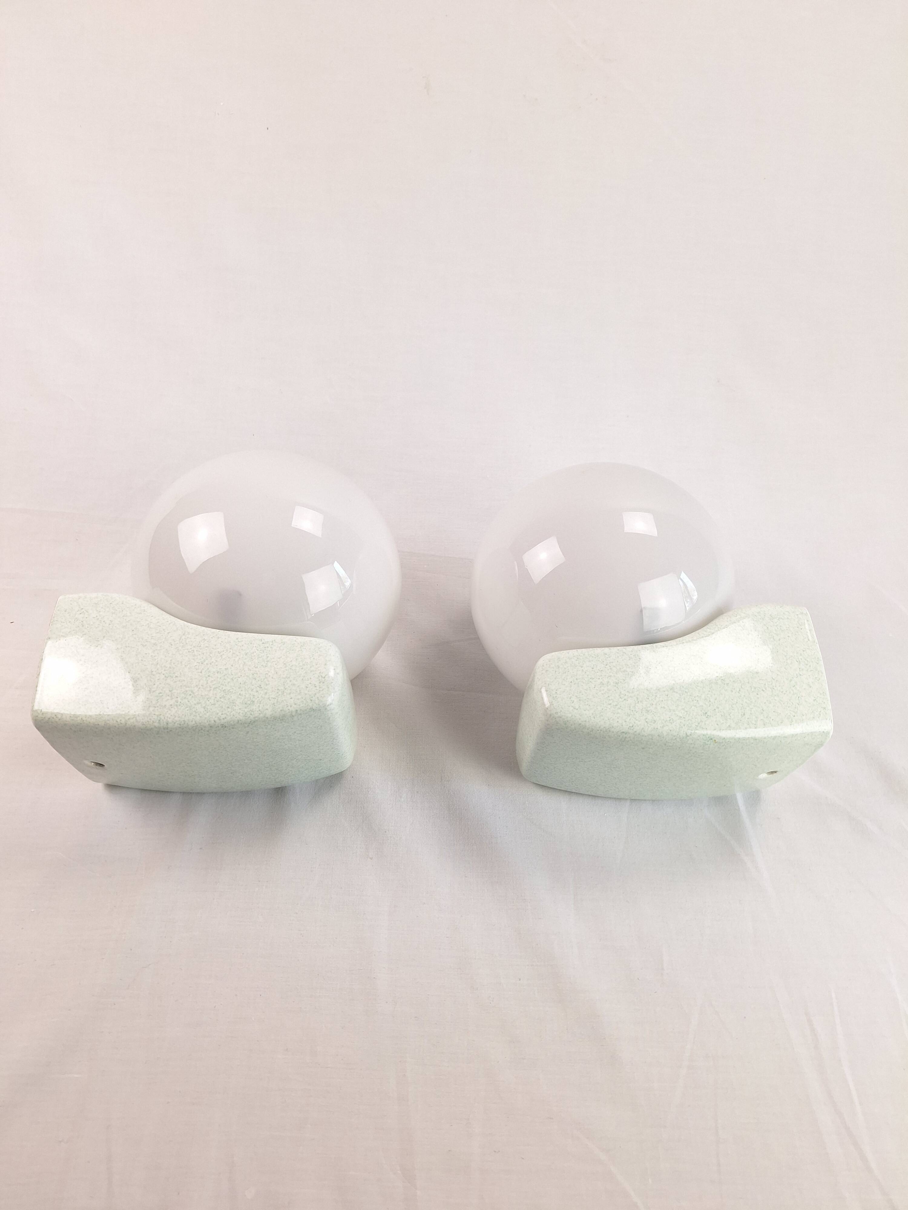 Pair of space age wall lights, art deco bathroom bedside night light