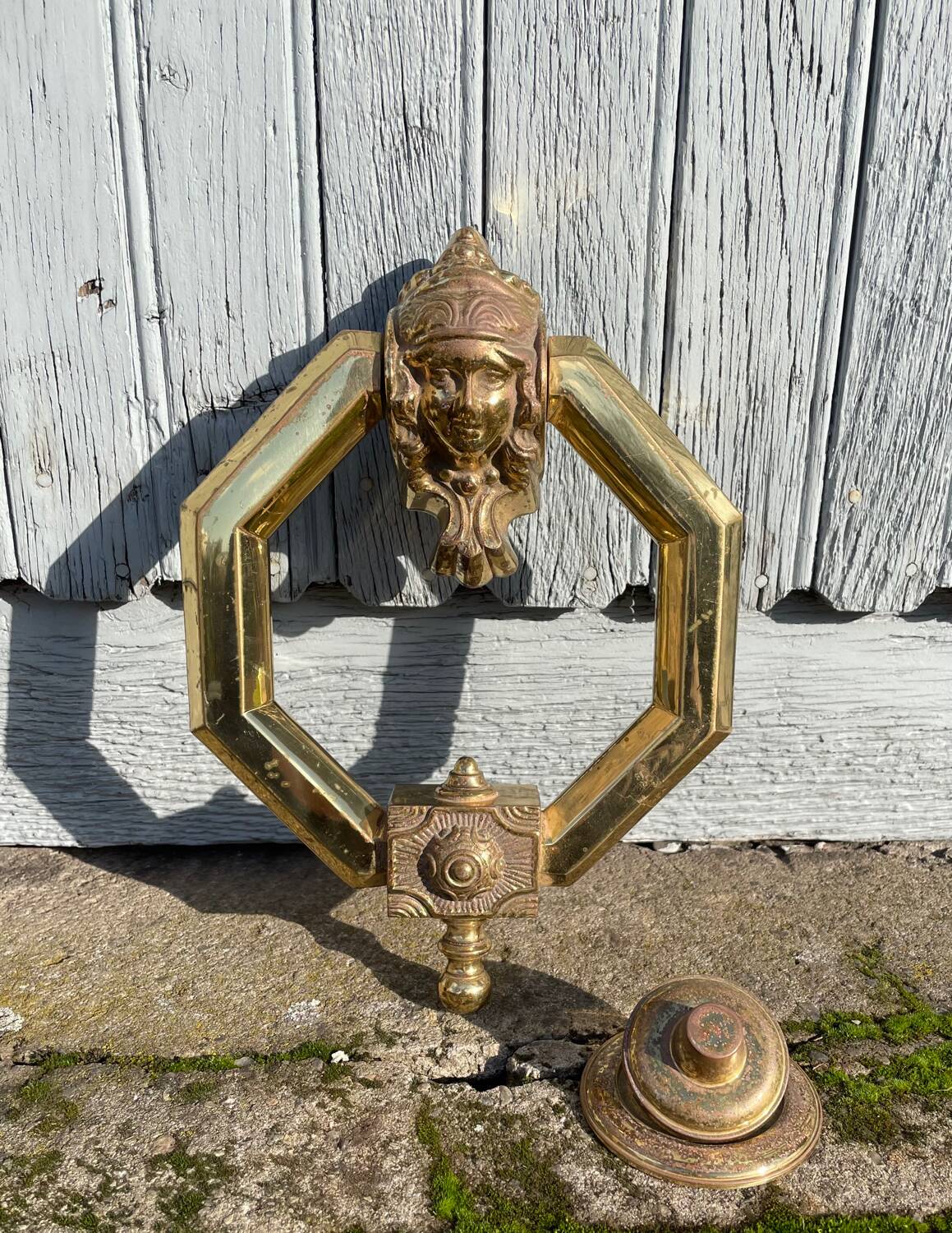 Modernist hexagonal door knocker