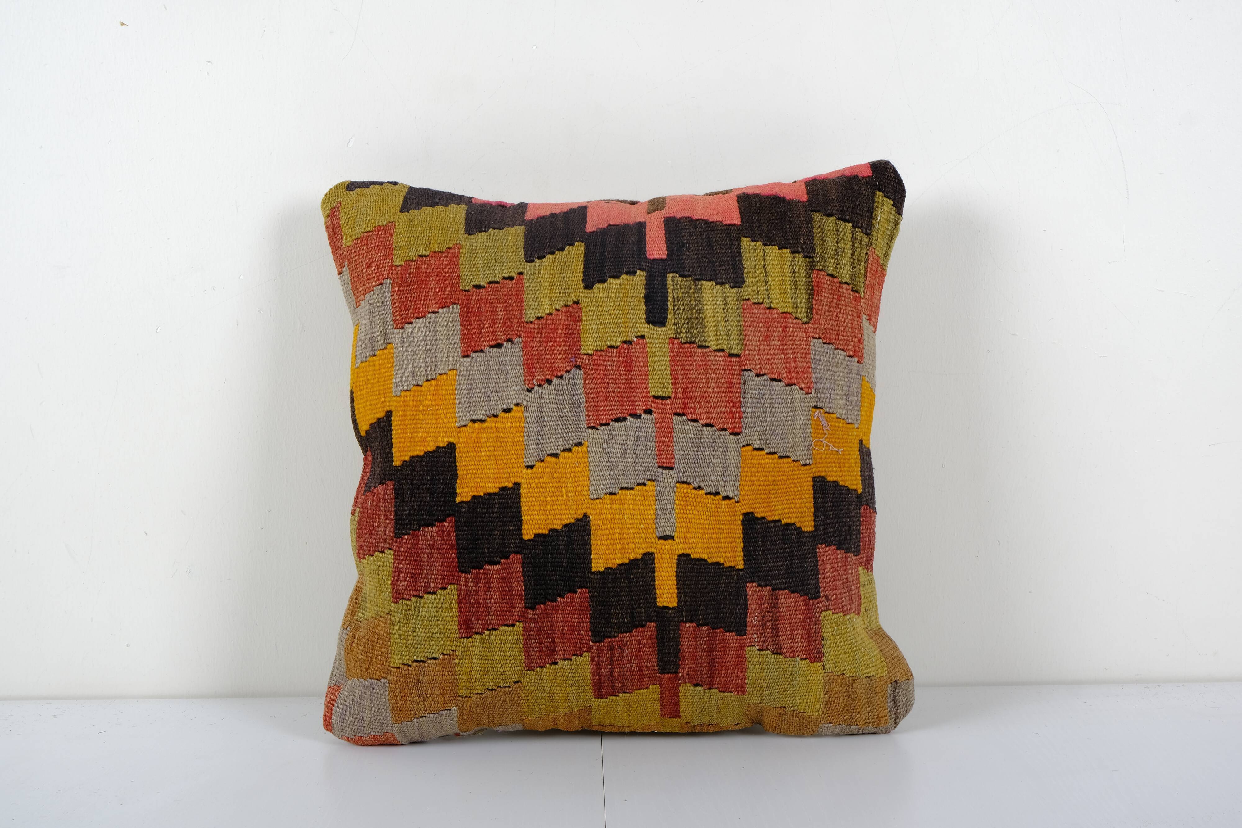Organic wool turkish kilim pillow