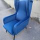 Chair with blue velvet backrest, 1960s