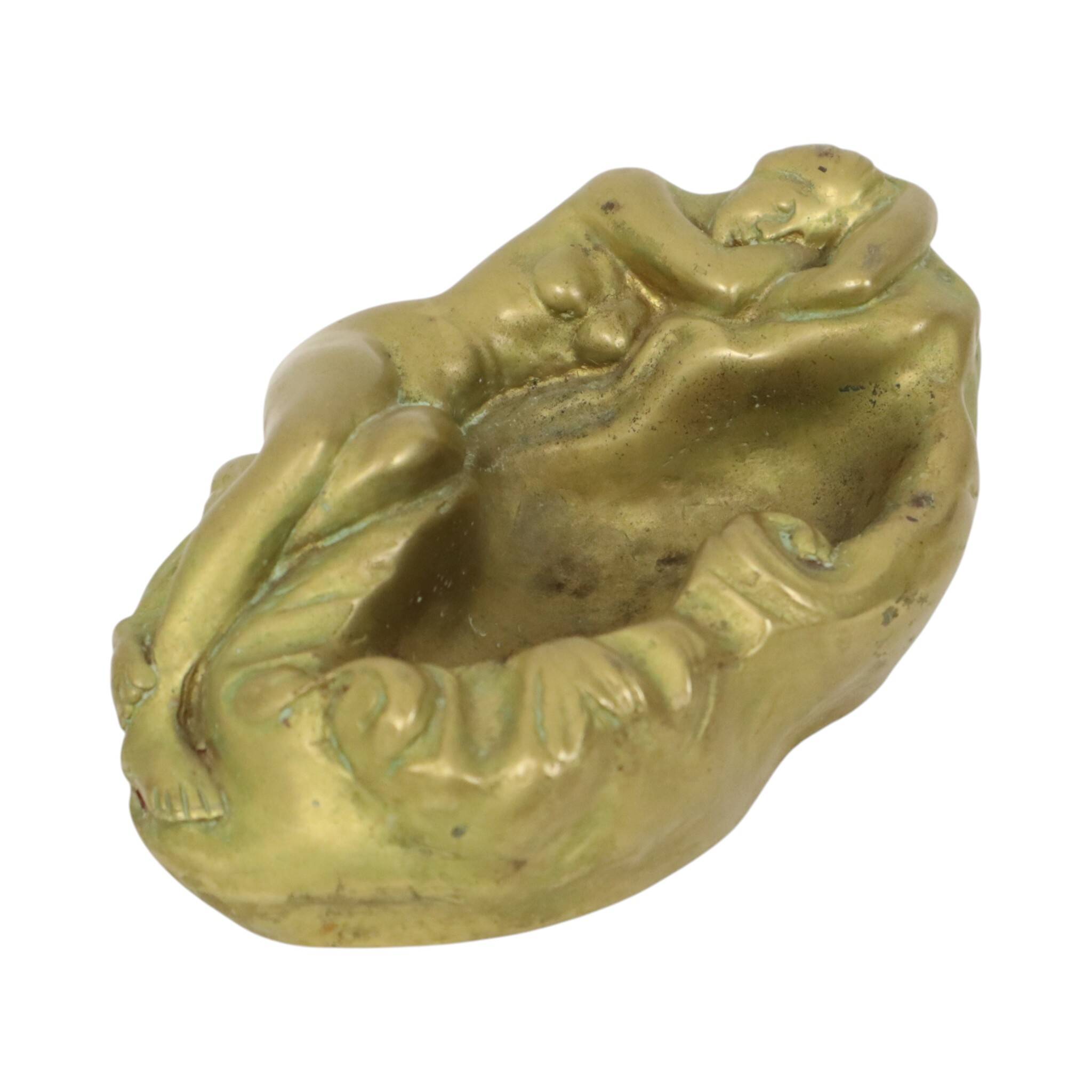 Vintage Brass Ashtray Vide Poche Female Nude