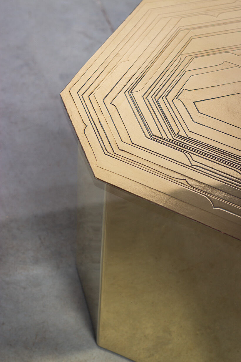 Octagonal coffee table Jenazi Jonckers circa 1980