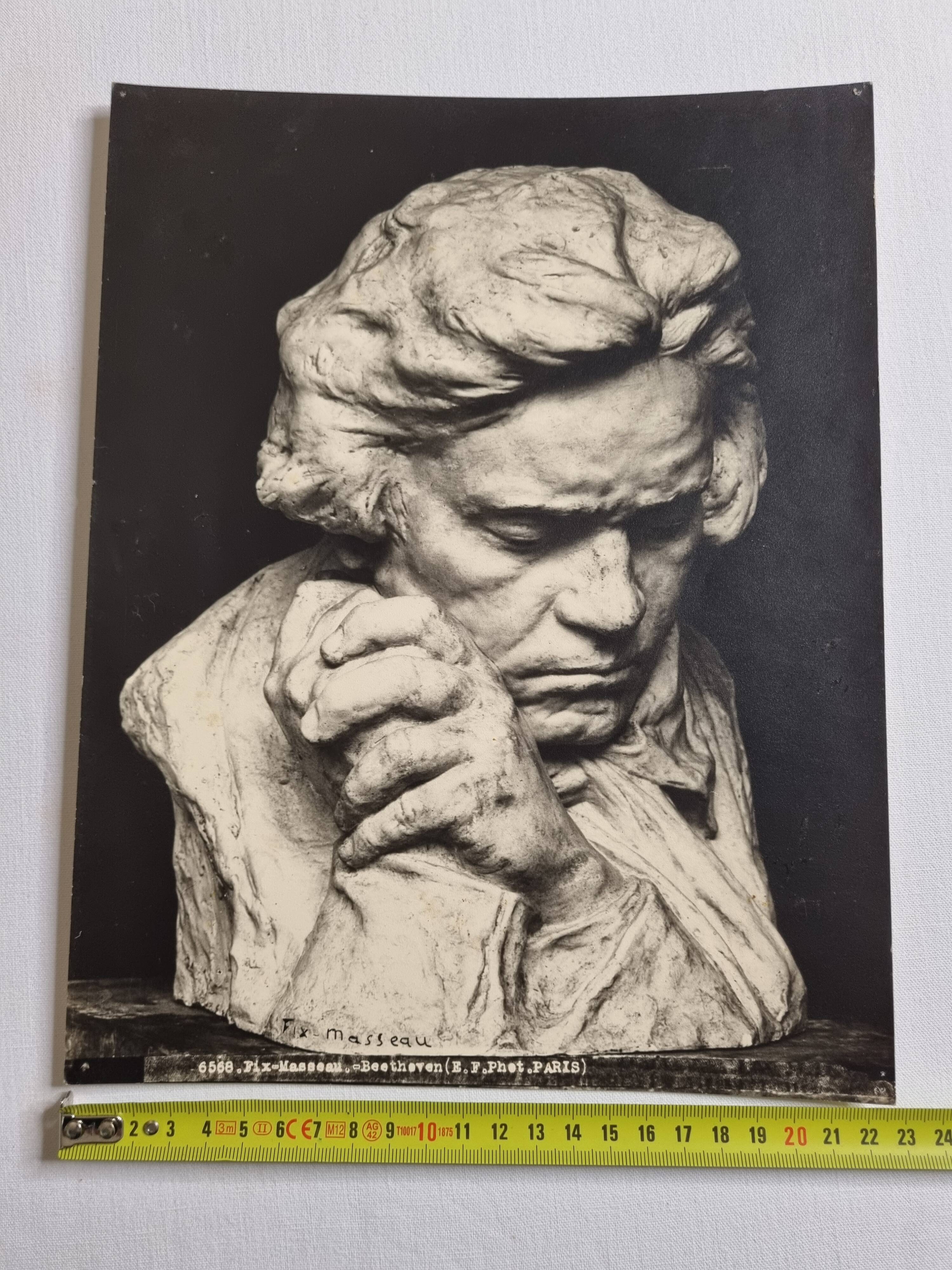 Old photograph by Eugène Fiorillo after Fix Masseau, bust of Beethoven, silver print