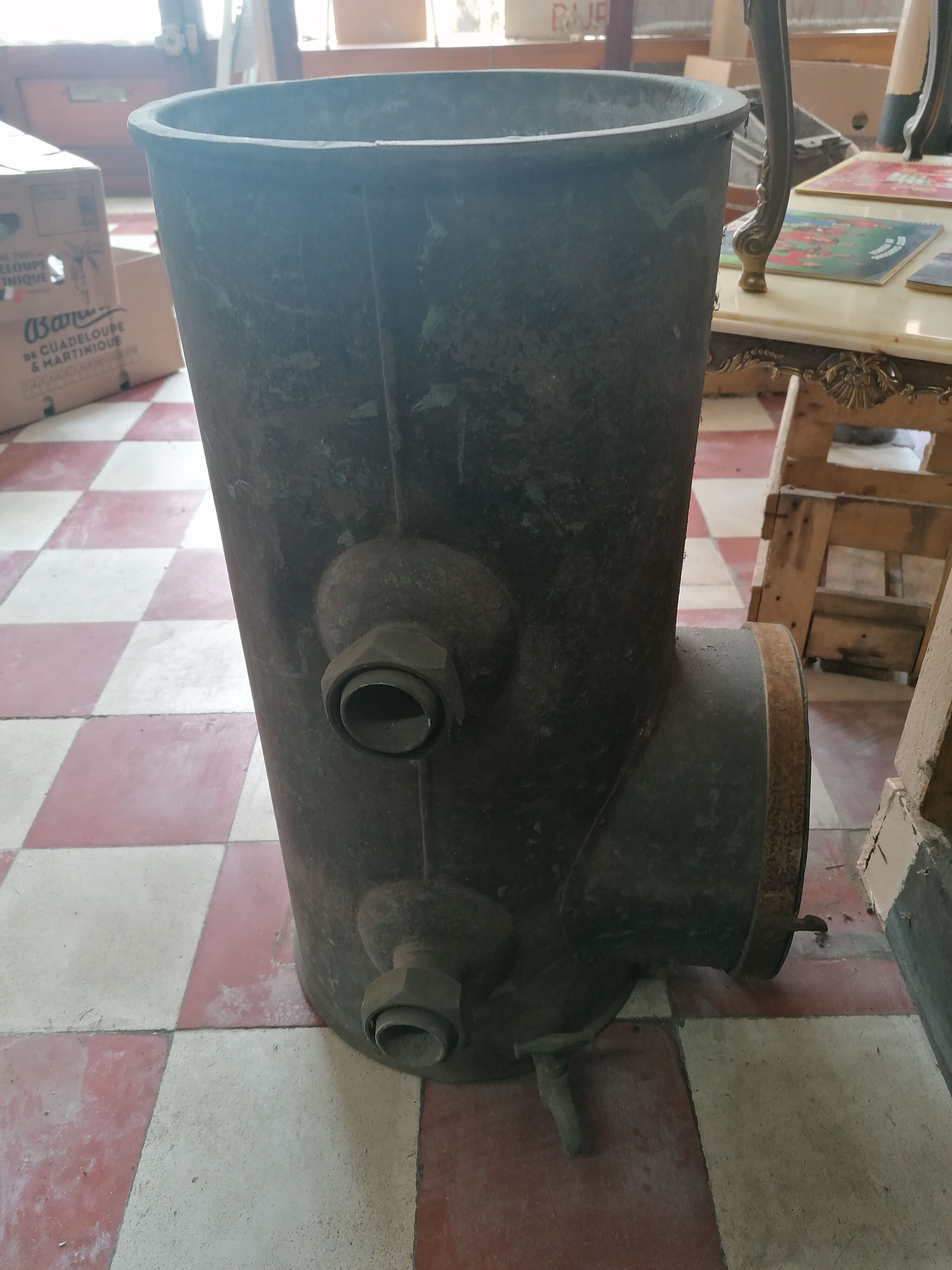 old bathtub with its stove