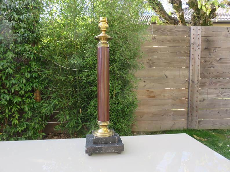 Napoleon III Empire column lamp in bronze and 19th marble