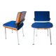 Pair of Marcom chairs in electric blue fabric, teak and chrome metal, 1970.