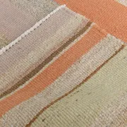 Salmon & Pink Mid Cenyury Modern Kilim Rug, Vintage Striped Boho Carpet