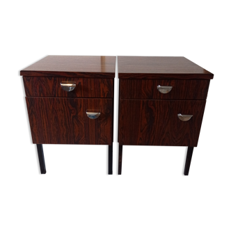 Pair of bedside tablesn end of vintage formica sofa