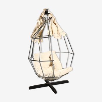 Ib arberg hanging parrot mid-century birdcage chair 1970,s