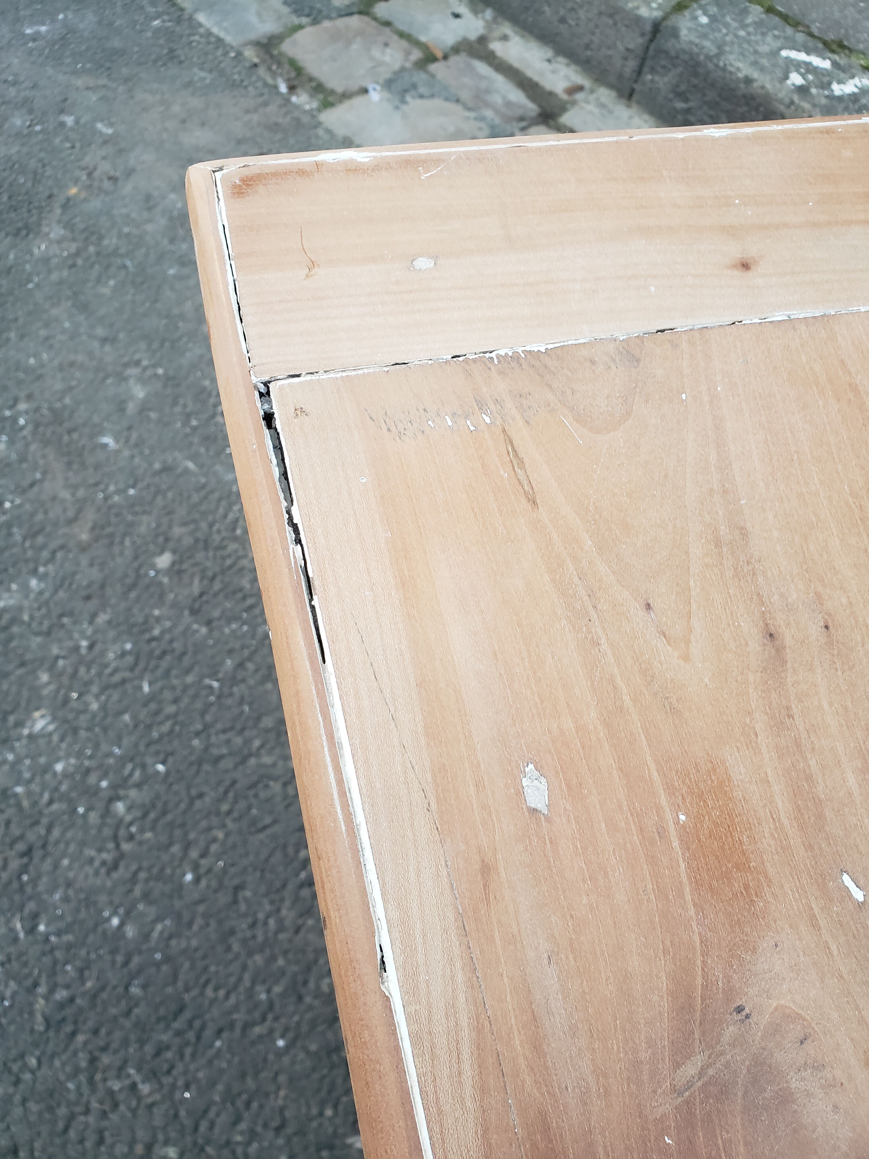 Old patina farm table turned feet