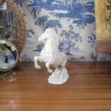 Figurine of a Slender Lipizzaner Horse in White Glazed Biscuit Porcelain