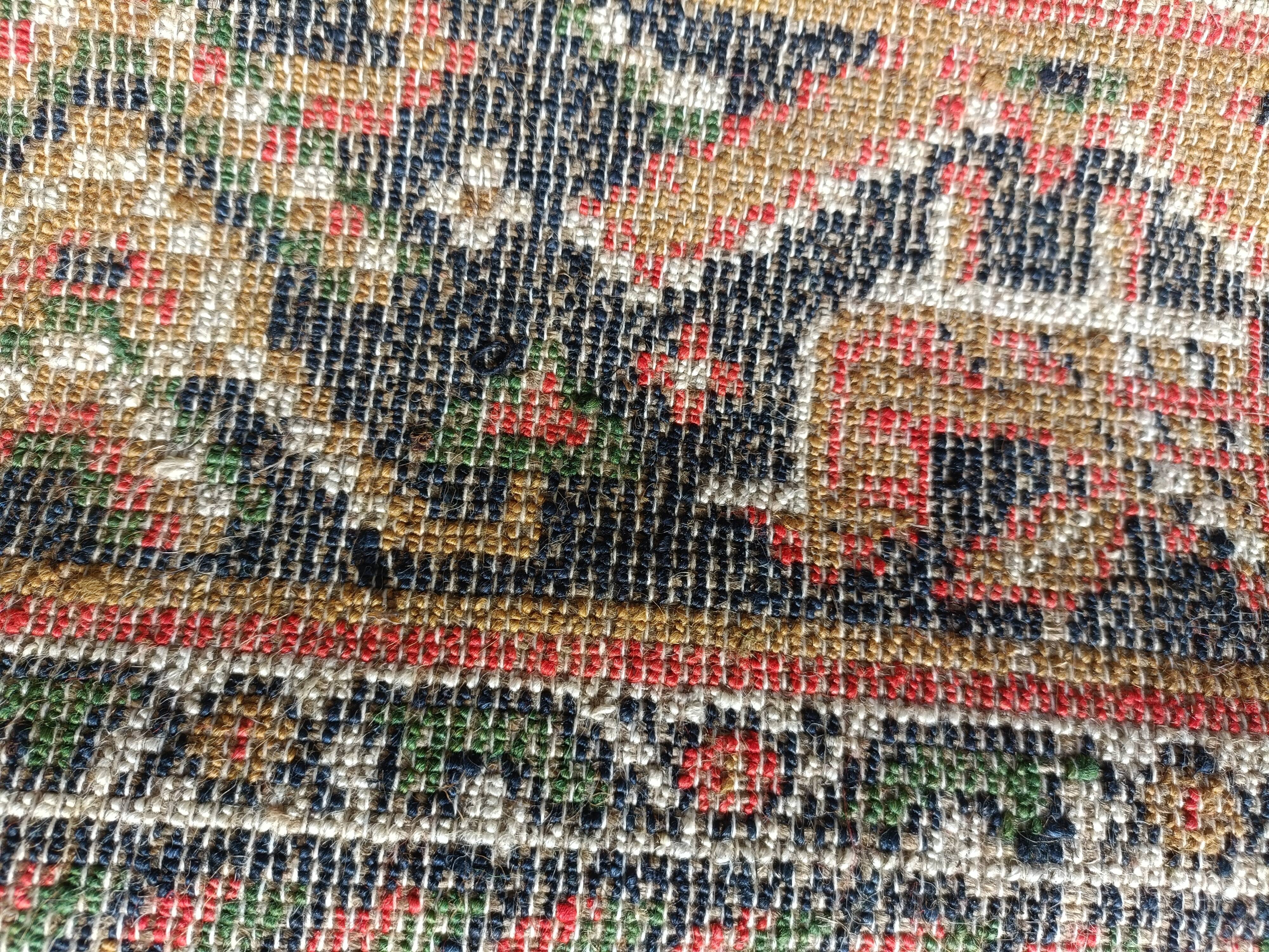 Vintage carpet in bright red background wool, 258x178 cm