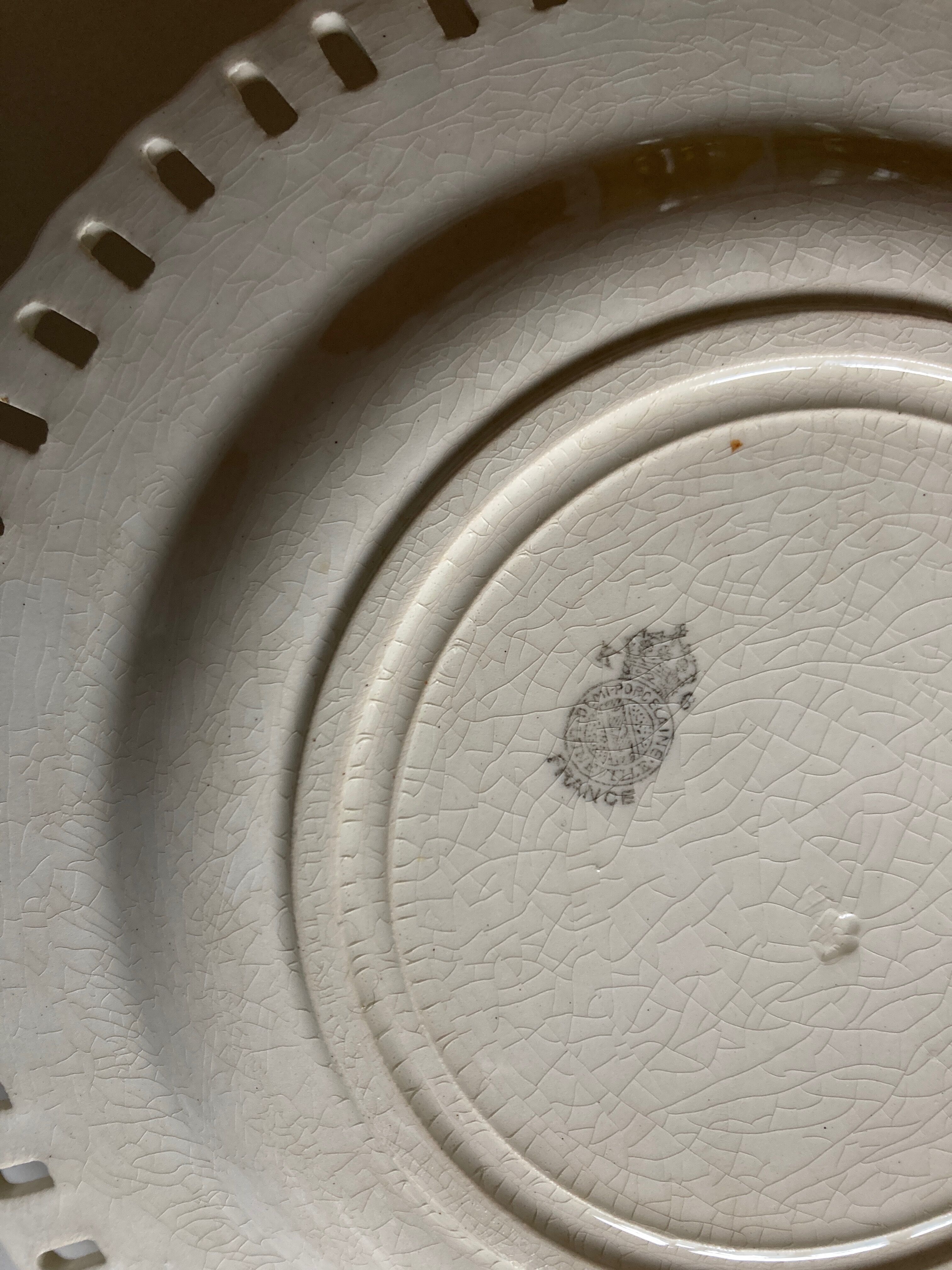 Openwork plate 19th earthenware terra de fer Lunéville