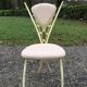 4 vintage chairs in tubular metal lacquered white yellow.