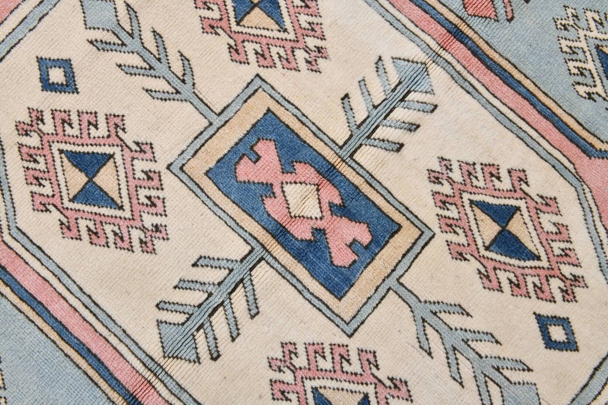 Dusty Pink Turkish Vintage Oushak Rug, 7x9 Area Rug For Living Room