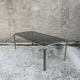 Table basse verre fumé et chrome