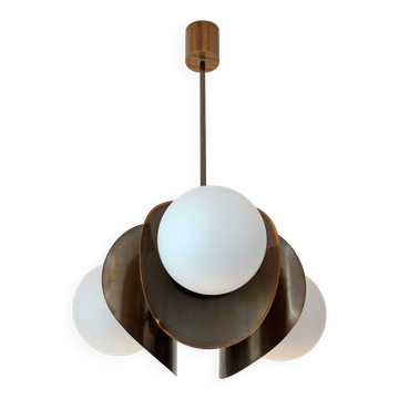 Vintage Copper Pendant Light / Space Age / Brutalist Ceiling Light 1970s