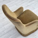 1970s, Danish highback back armchair, light green furniture velour.