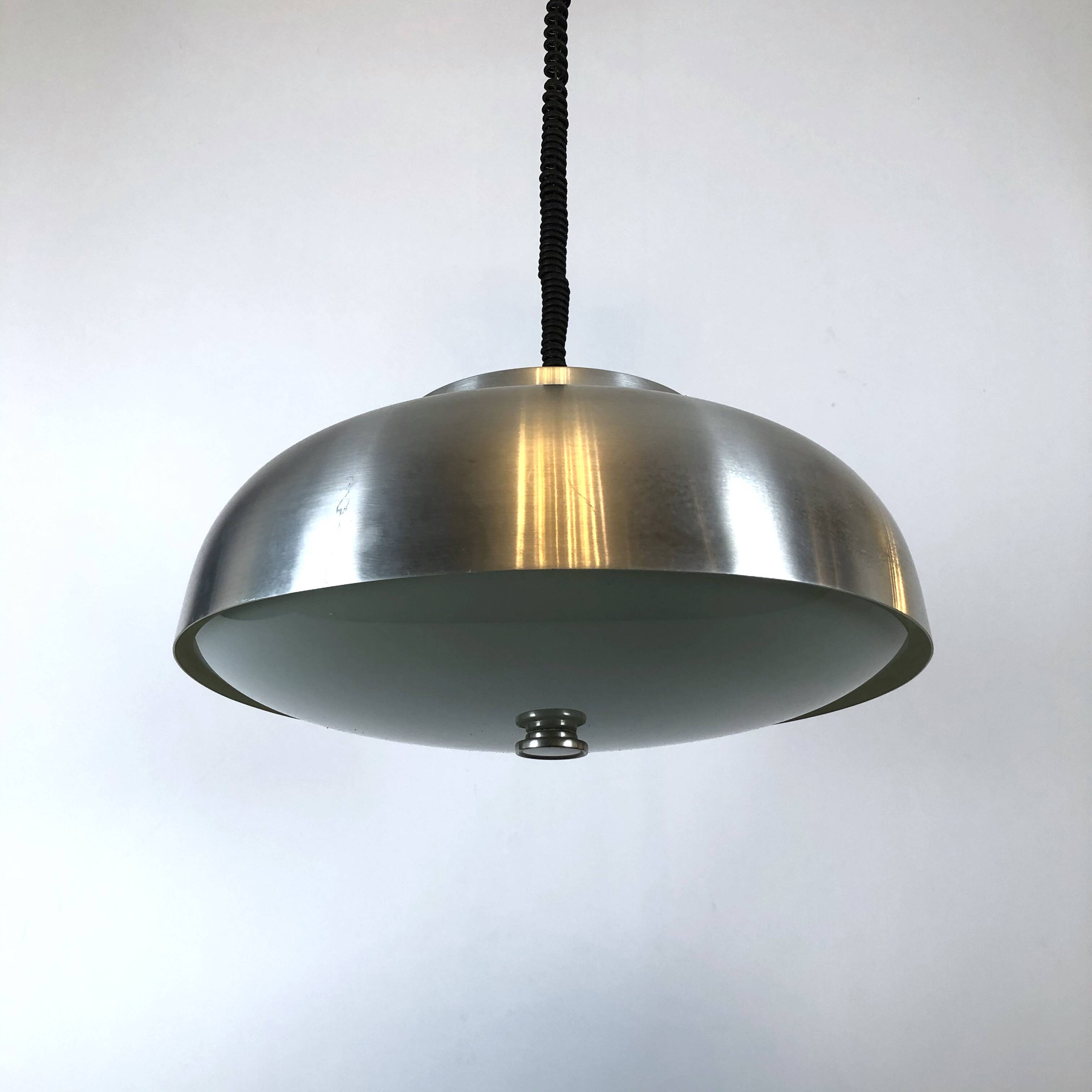 Oscar Torlasco for Lumi, large Italian pendant light with adjustable glass from 50s