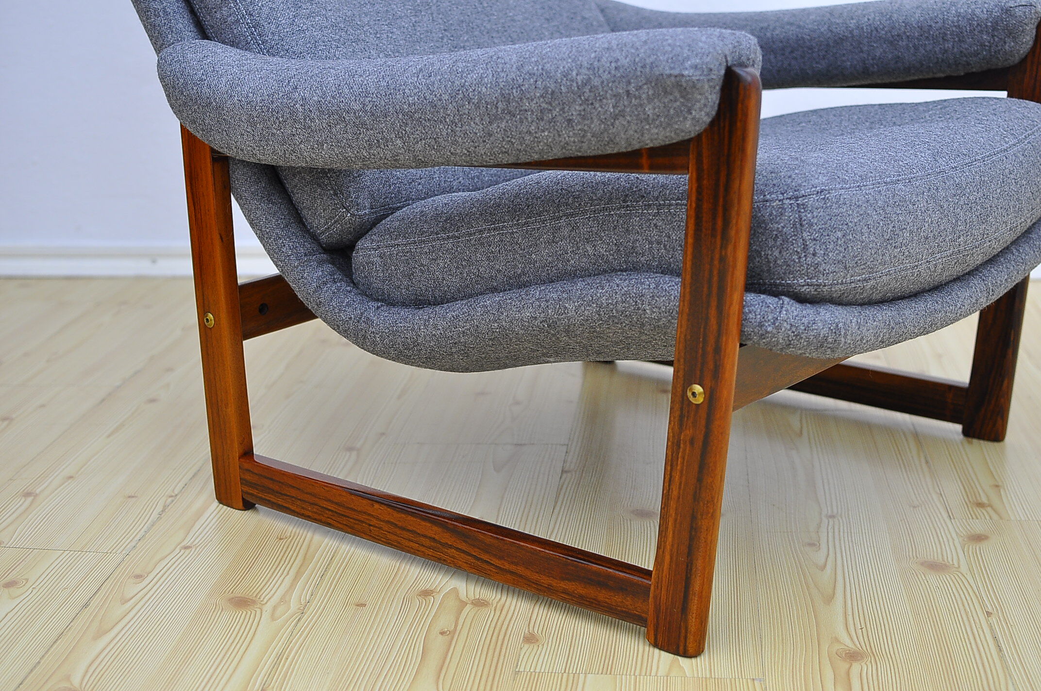 Scandinavian Rosewood Wingback Armchair with Wool Upholstery, 1960