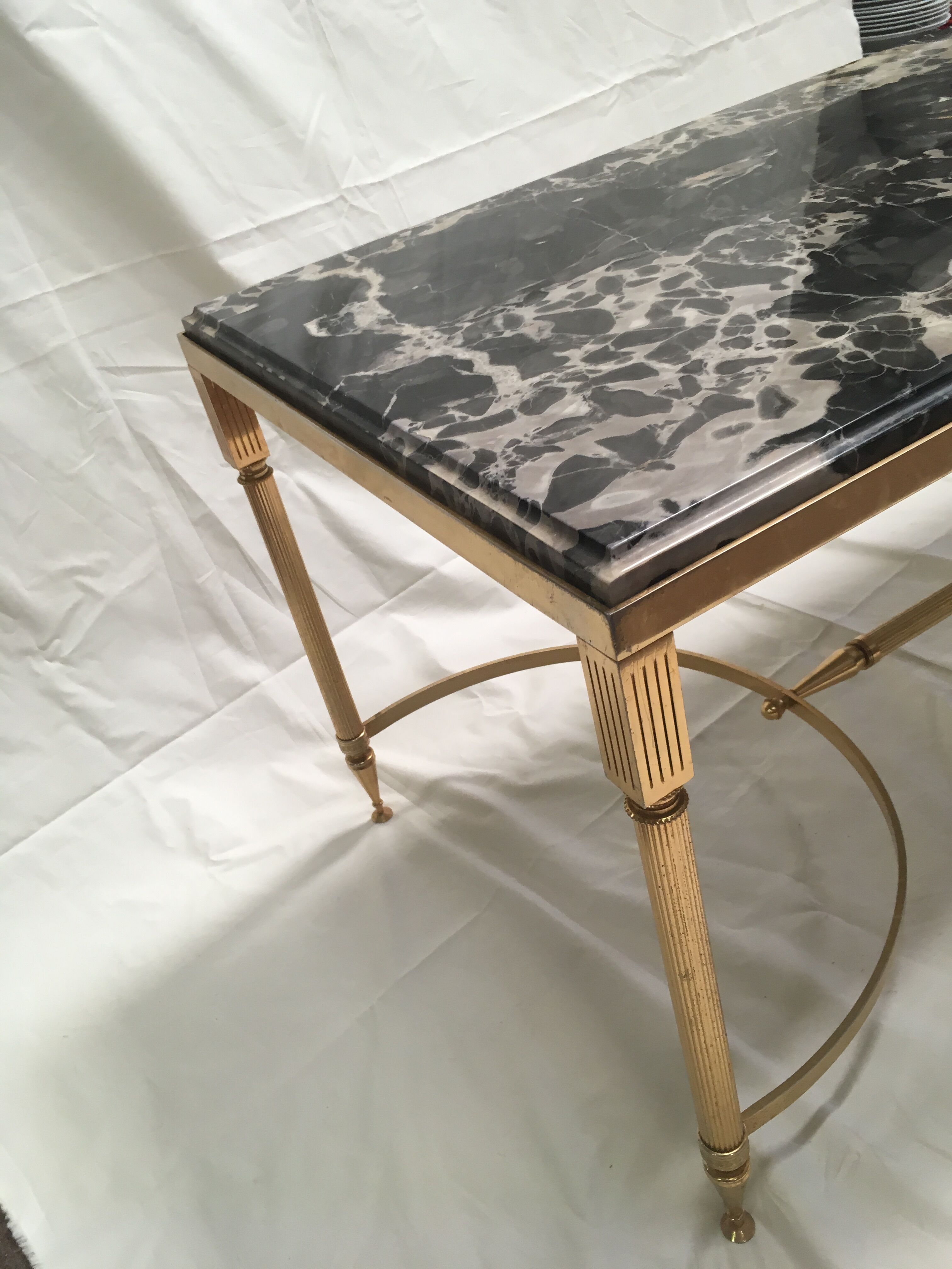 Brass coffee table and marble neoclassical