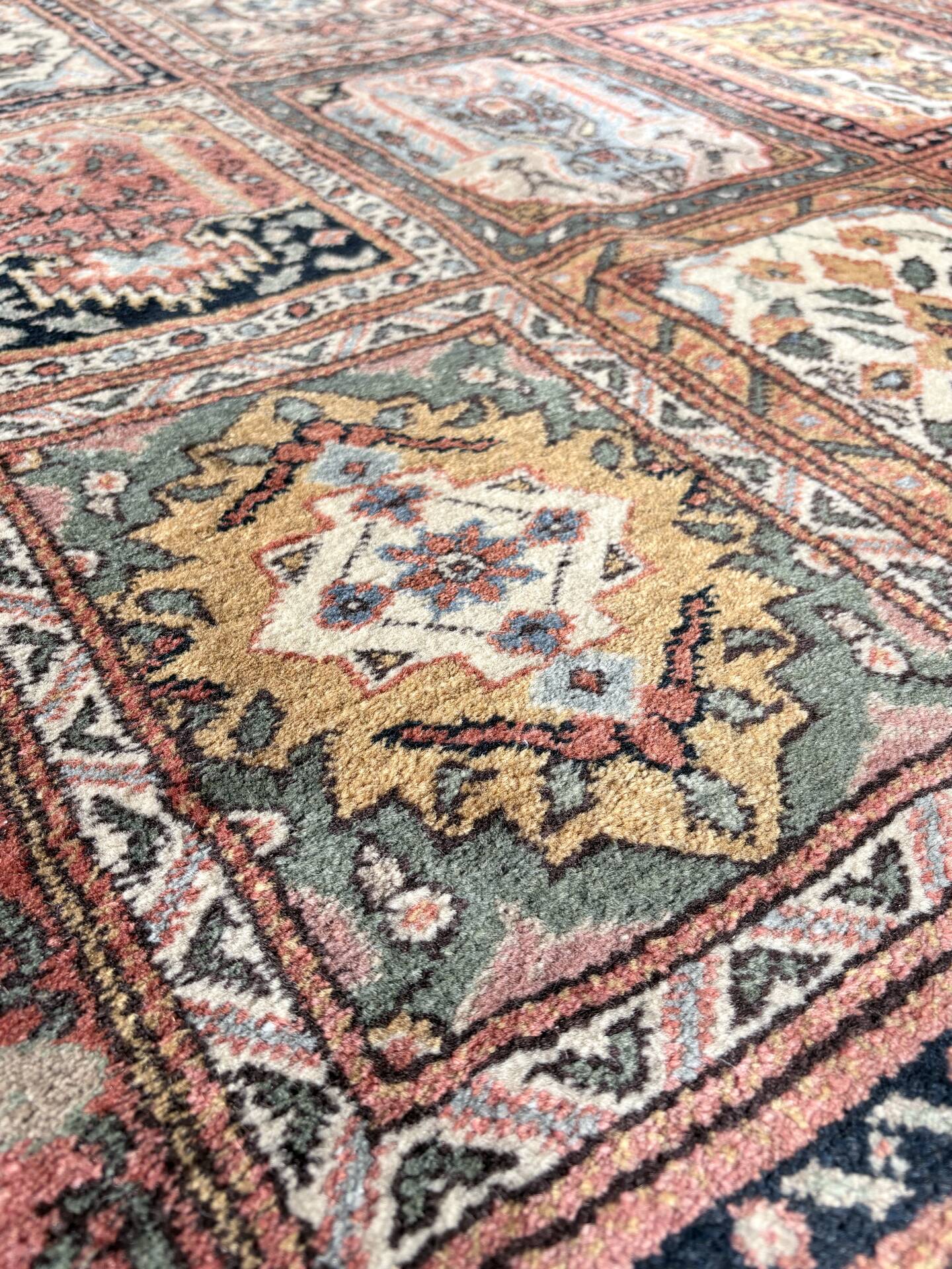 Large vintage Romanian wool carpet in Bakhtiari style