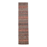 1970s Turkish Oushak Handmade Wool Cotton Brown Kilim Runner Rug 98x418