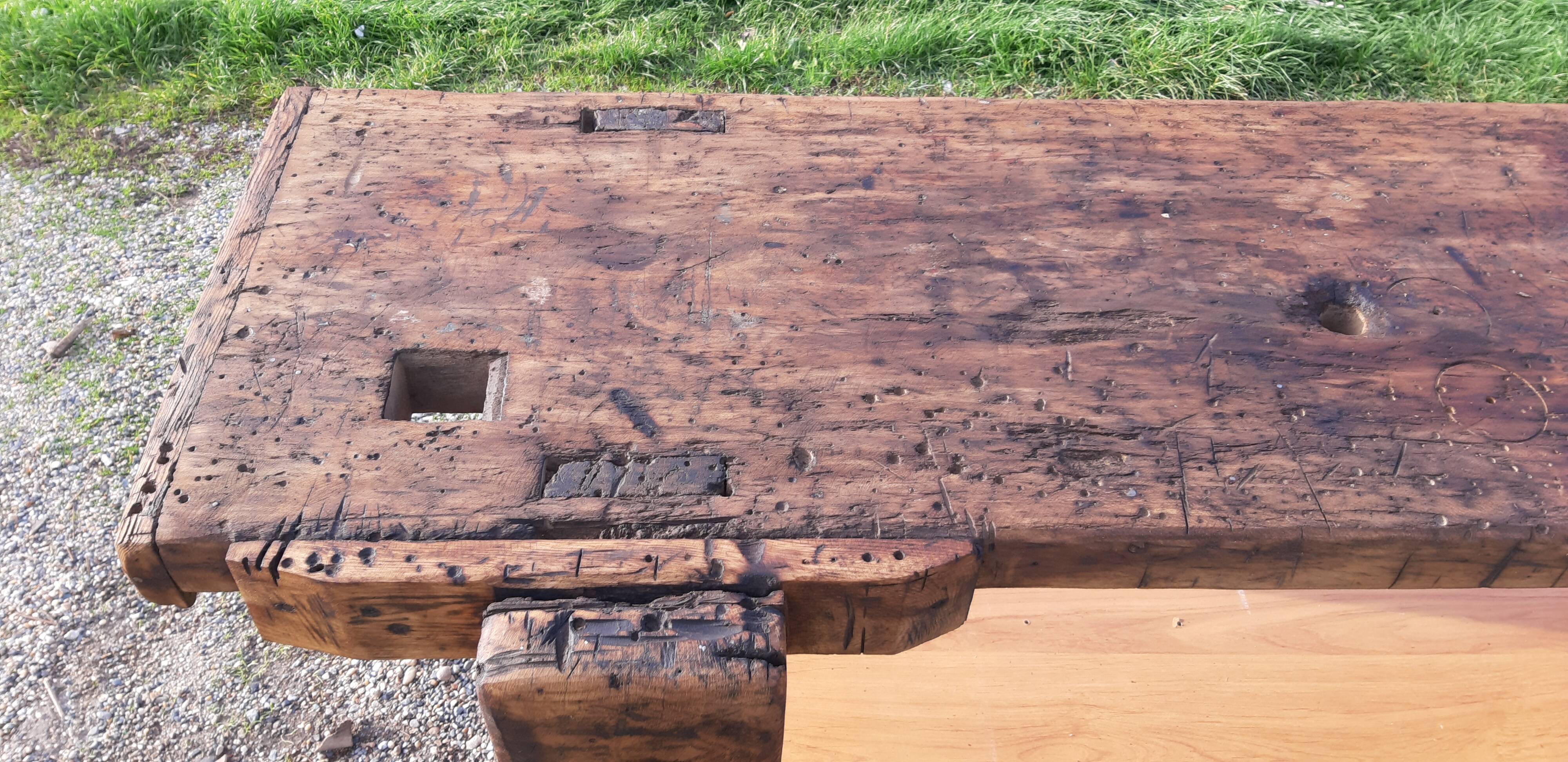 Old Wood Workbench, 1 Drawer and Shelf