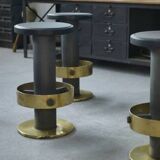 6 tabourets en acier et laiton 1980