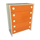 Commode orange 5 tiroirs design pop - 1970