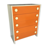 Commode orange 5 tiroirs design pop - 1970