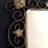 Square mirror with vine leaves and golden metal windings, 1960s