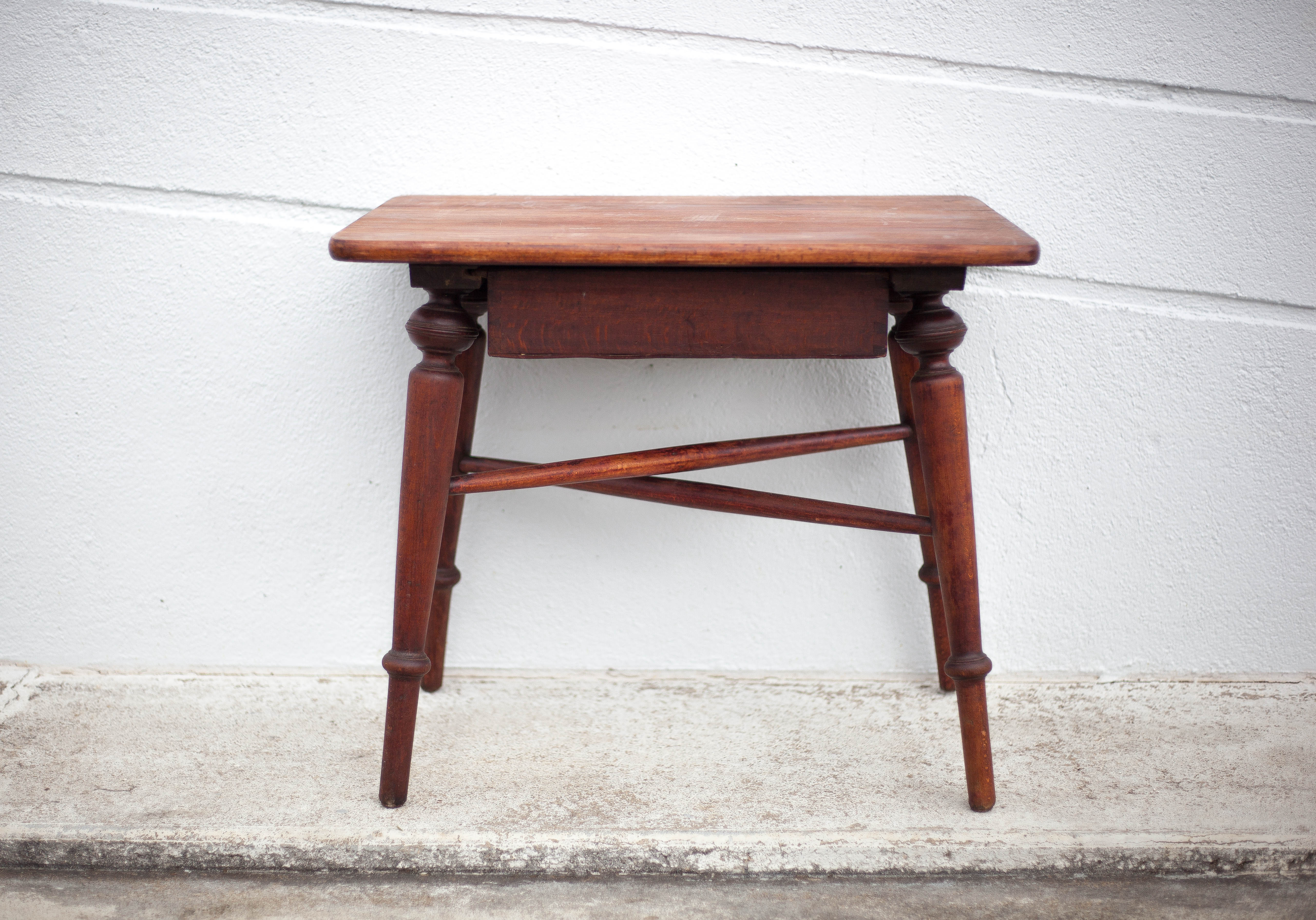 wooden coffee table with drawer, side table, bedside table, vintage end of sofa