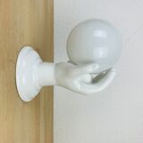 White and opaline ceramic hand wall lamp