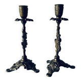 Pair of 19th century bronze candlesticks