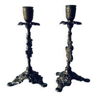 Paire de bougeoirs en bronze XIXe