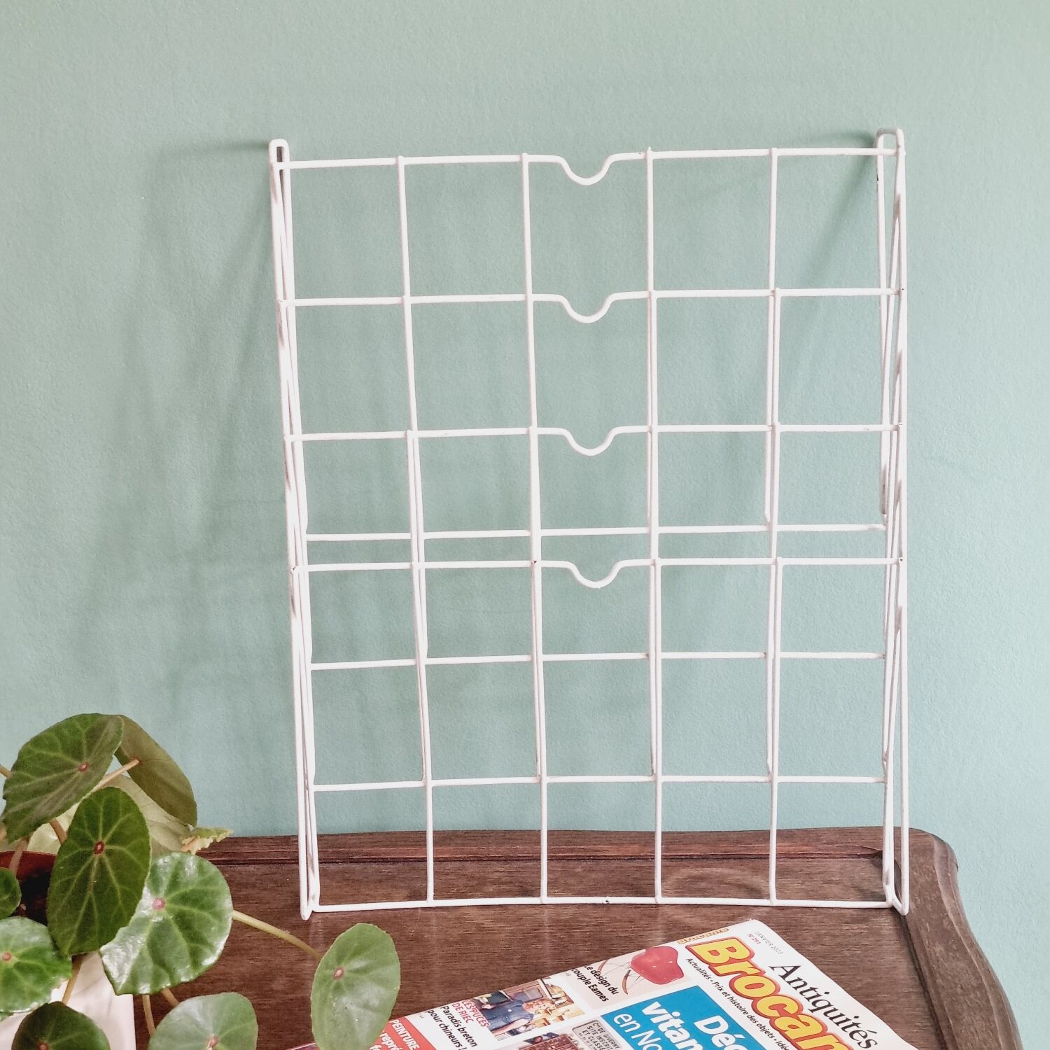 Vintage white wall magazine holder