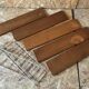 Vintage modular wall shelf with 4 supports and 5 levels.