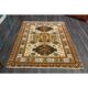1970s Vintage Turkish Hand-Knotted Wool Cotton Yellow Area Rug 131x177